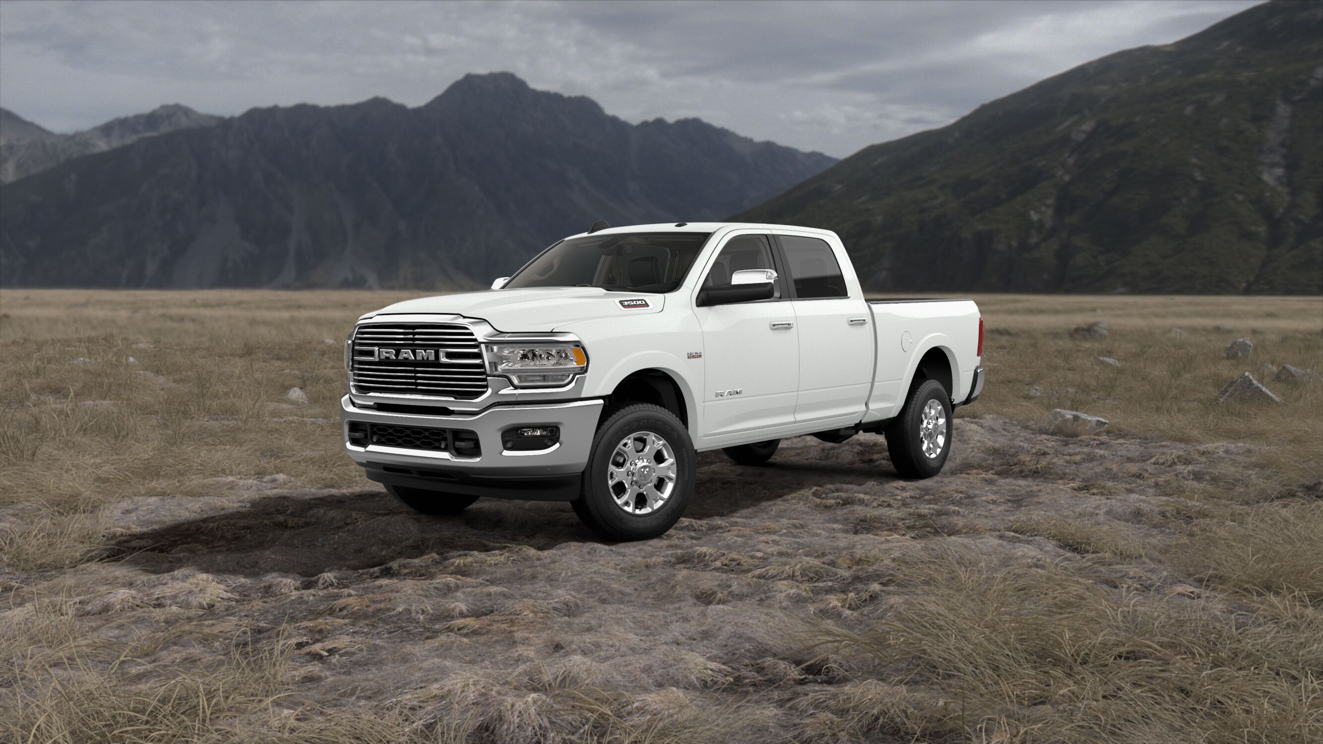 2019 Ram 3500 Laramie White Exterior Front Picture